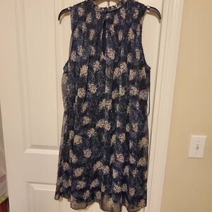 NWOT Joie Blue Floral Highneck Dress L